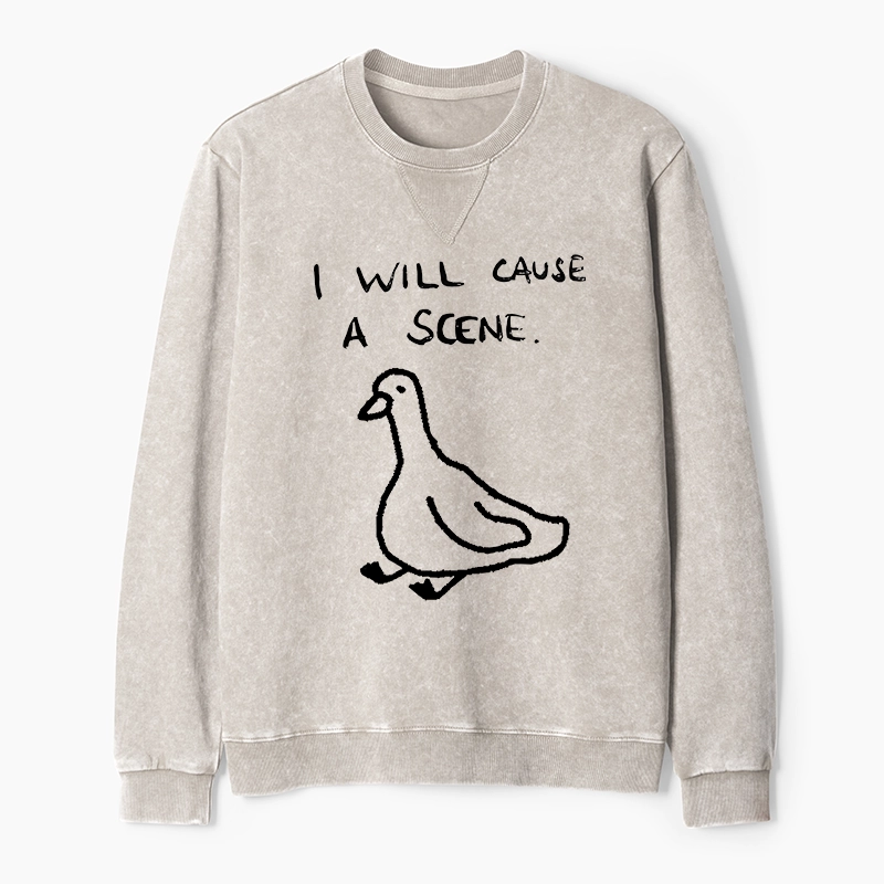 Tokyo-Tiger Stupid Goose Funny Japan Retro Washed Terry Sweatshirt