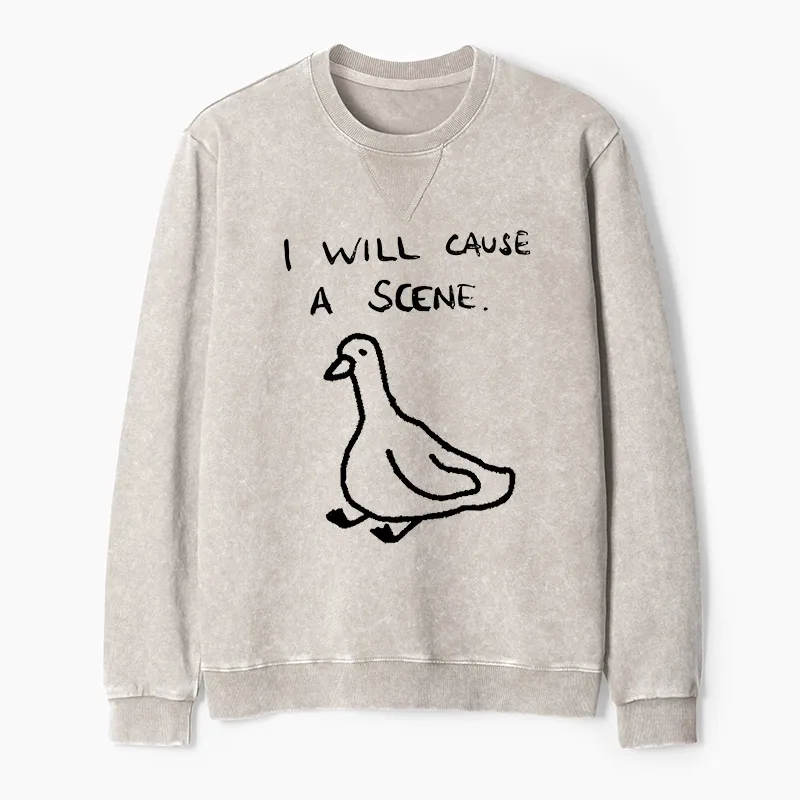 Tokyo-Tiger Stupid Goose Funny Japan Retro Washed Terry Sweatshirt