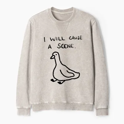 Tokyo-Tiger Stupid Goose Funny Japan Retro Washed Terry Sweatshirt