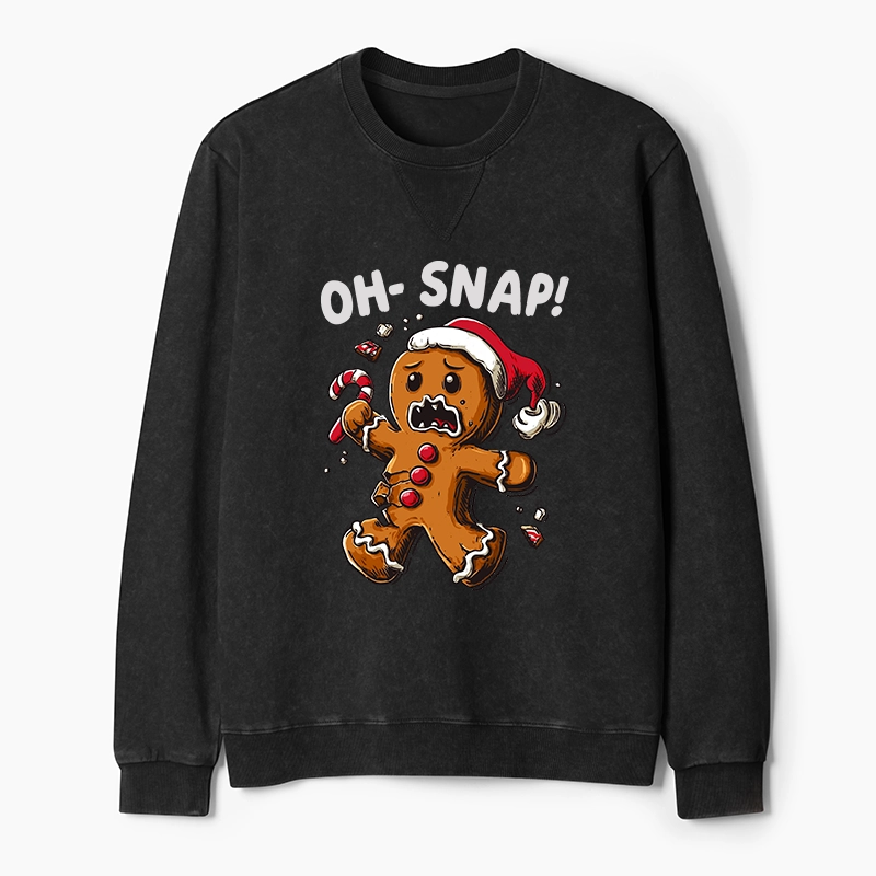 Tokyo-Tiger Oh Snap The Gingerbread Man's Christmas Chaos Washed Terry Sweatshirt