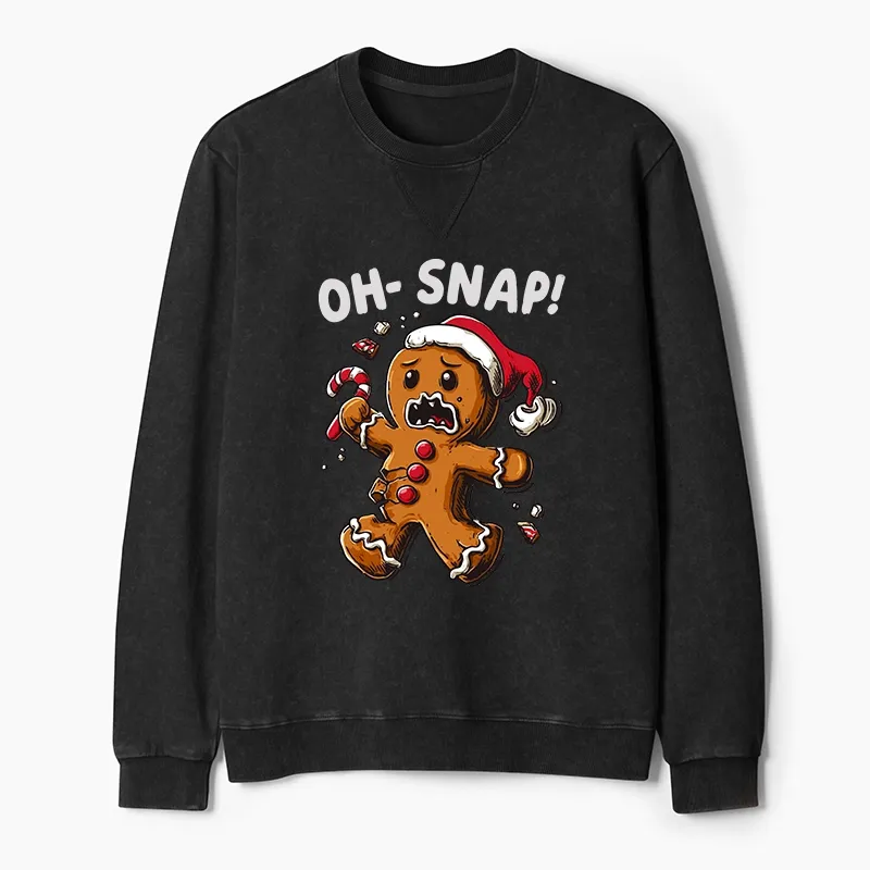 Tokyo-Tiger Oh Snap The Gingerbread Man's Christmas Chaos Washed Terry Sweatshirt