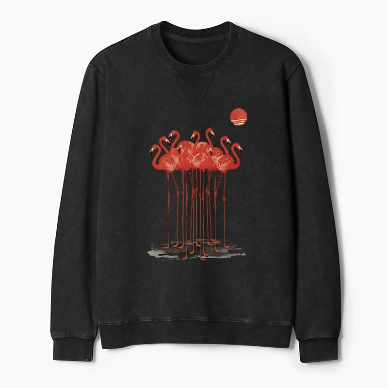 Tokyo-Tiger Flamingos at Dusk Washed Terry Sweatshirt