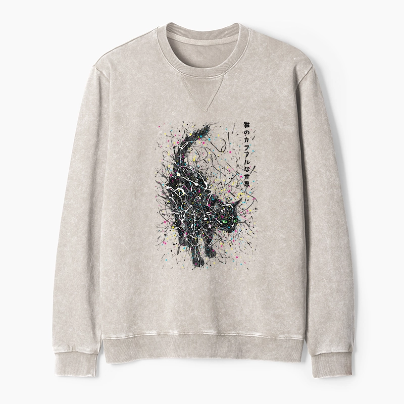Tokyo-Tiger In The Spectrum Of Cats Washed Terry Sweatshirt