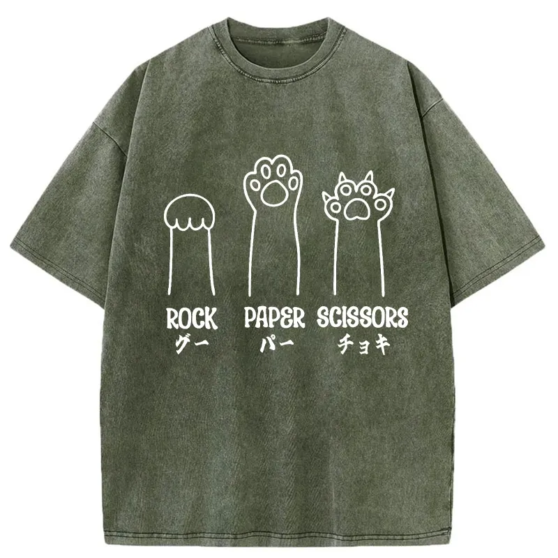 Tokyo-Tiger Rock Paper Scissors Washed T-Shirt