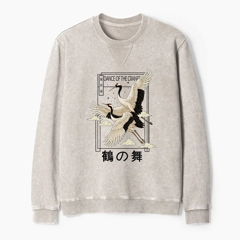 Tokyo-Tiger Dance Of The Cranes Washed Terry Sweatshirt