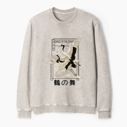 Tokyo-Tiger Dance Of The Cranes Washed Terry Sweatshirt