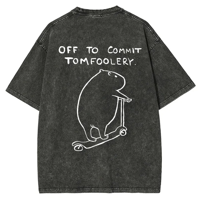 Tokyo-Tiger Capybara Is Ready To Do Something Bad Back Washed T-Shirt