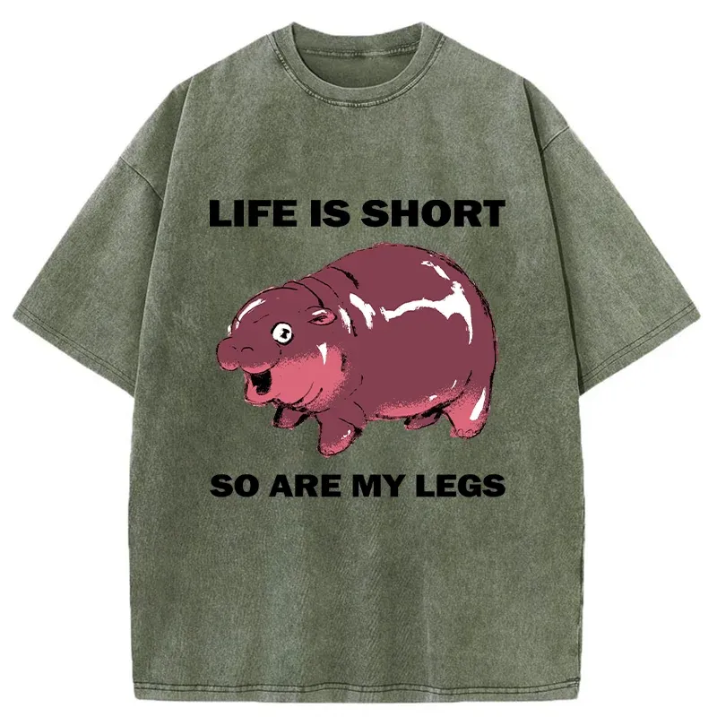 Tokyo-Tiger Short Legs Short Life Washed T-Shirt