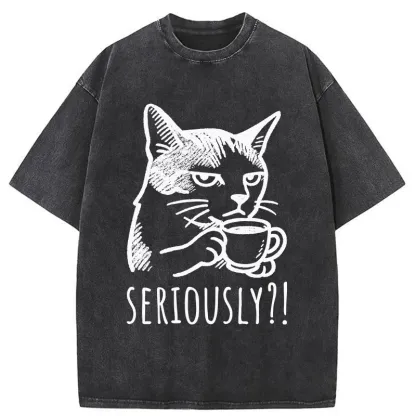 Tokyo-Tiger Cat's Suspicion Washed T-Shirt