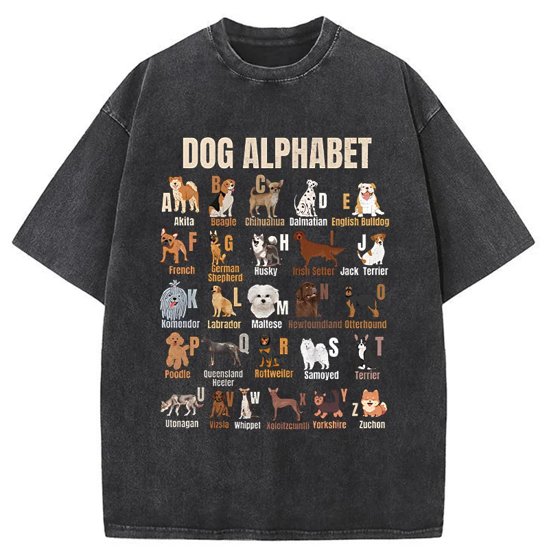 Tokyo-Tiger Alphabet For Dogs Washed T-Shirt