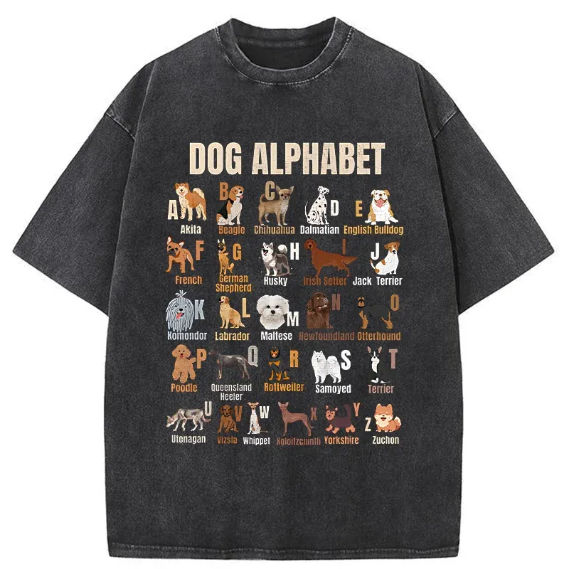 Tokyo-Tiger Alphabet For Dogs Washed T-Shirt