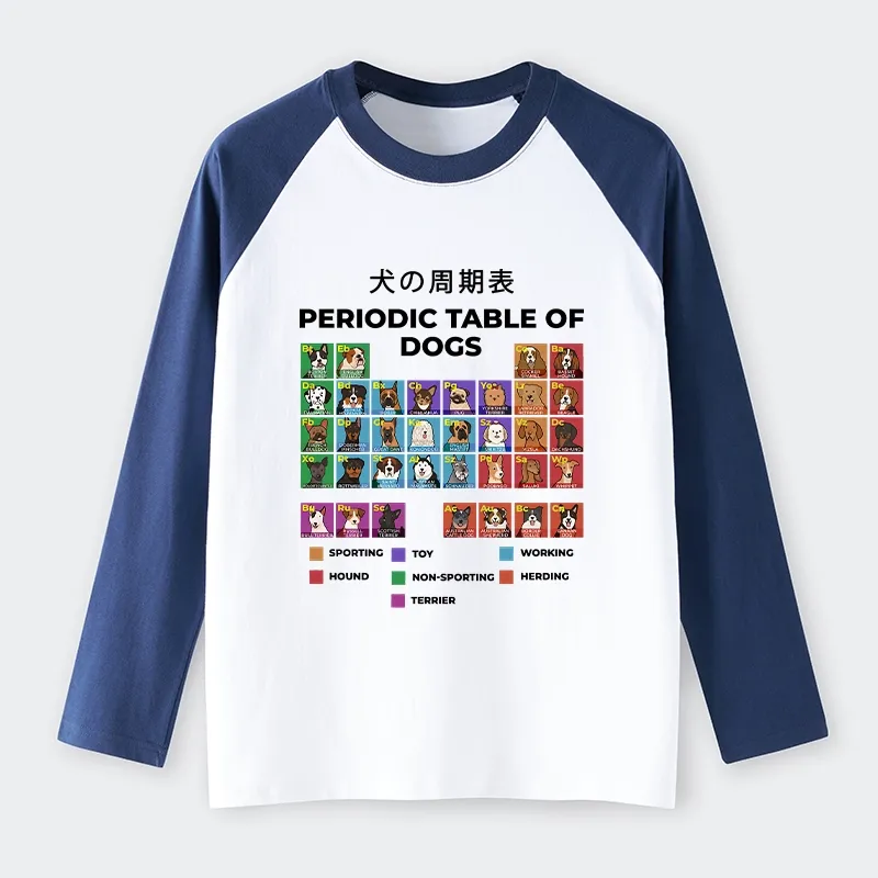 Tokyo-Tiger Periodic Table Of Dogs Raglan Long Sleeve T-shirt