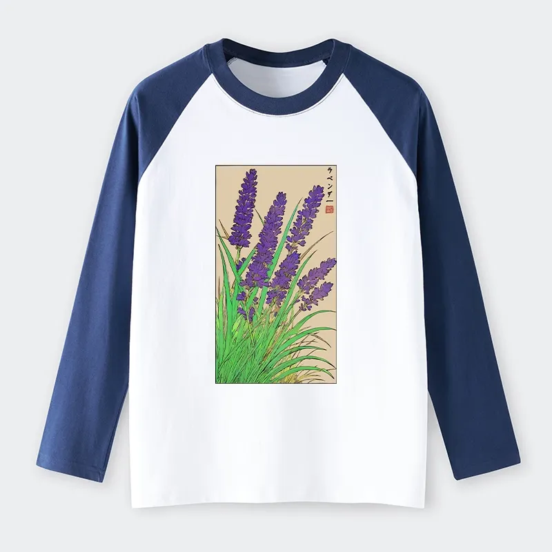 Tokyo-Tiger Japanese Lavender Raglan Long Sleeve T-shirt