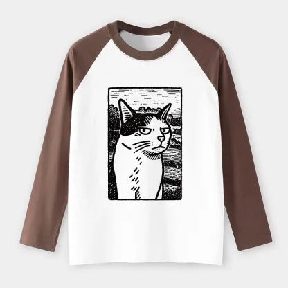 Tokyo-Tiger Cat's Hateful Eyes Raglan Long Sleeve T-shirt