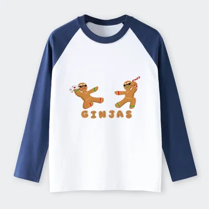 Tokyo-Tiger Gingerbread Ninja Raglan Long Sleeve T-shirt