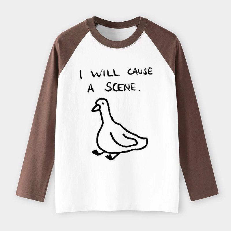 Tokyo-Tiger Stupid Goose Funny Japan Retro Raglan Long Sleeve T-shirt