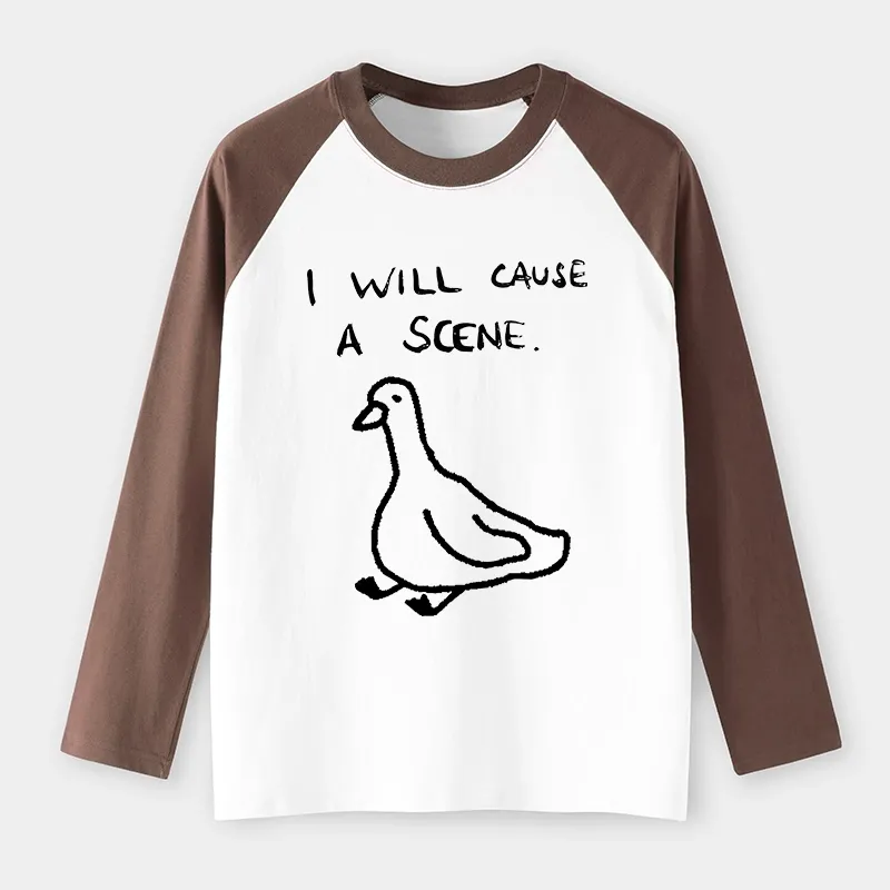 Tokyo-Tiger Stupid Goose Funny Japan Retro Raglan Long Sleeve T-shirt