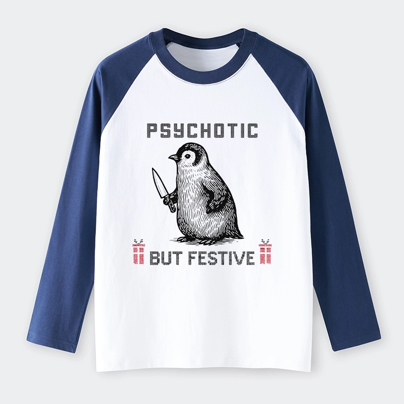 Tokyo-Tiger Overstimulated but Festive Christmas Raglan Long Sleeve T-shirt