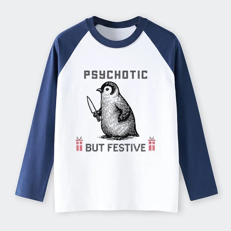 Tokyo-Tiger Overstimulated but Festive Christmas Raglan Long Sleeve T-shirt