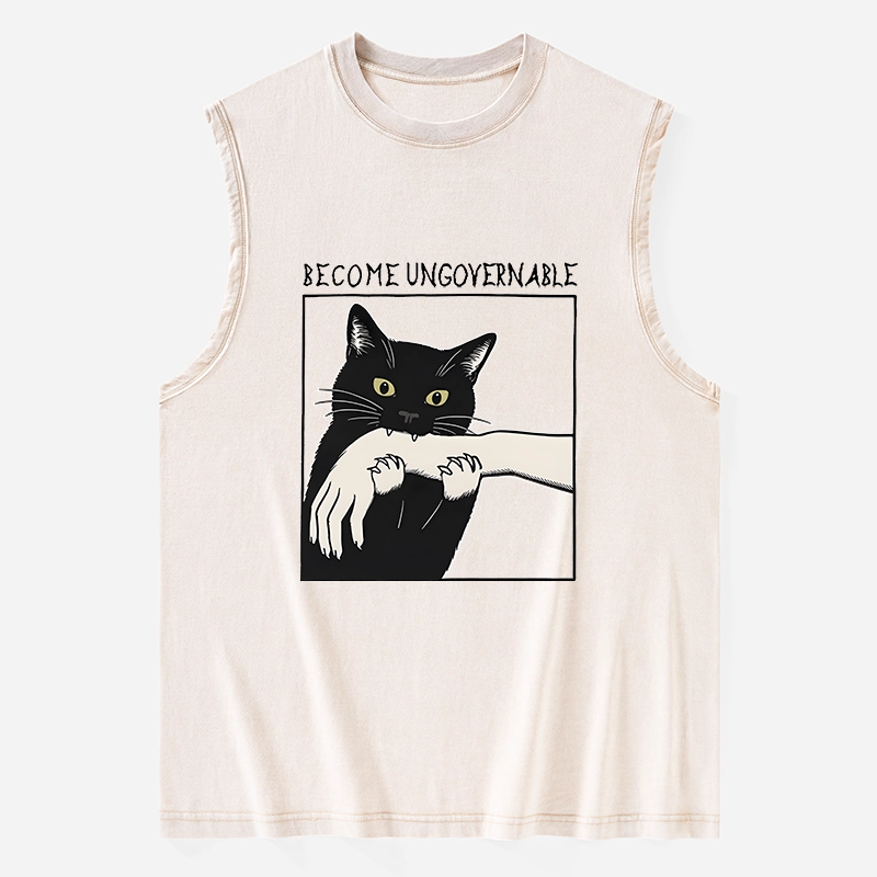 Tokyo-Tiger Black Cat Biting Washed Tank