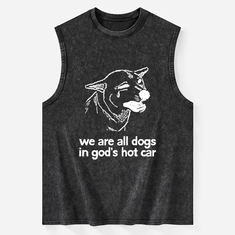 Tokyo-Tiger Sad Dog Funny Washed Tank