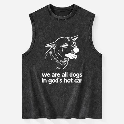 Tokyo-Tiger Sad Dog Funny Washed Tank