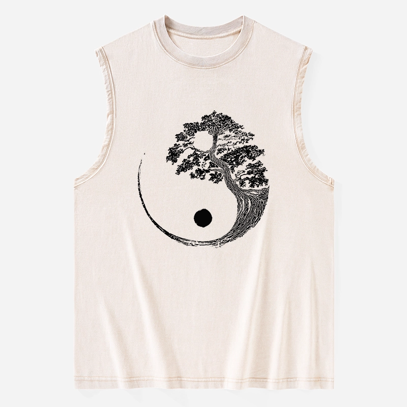 Tokyo-Tiger Yin-Yang Tai Chi Tree Washed Tank