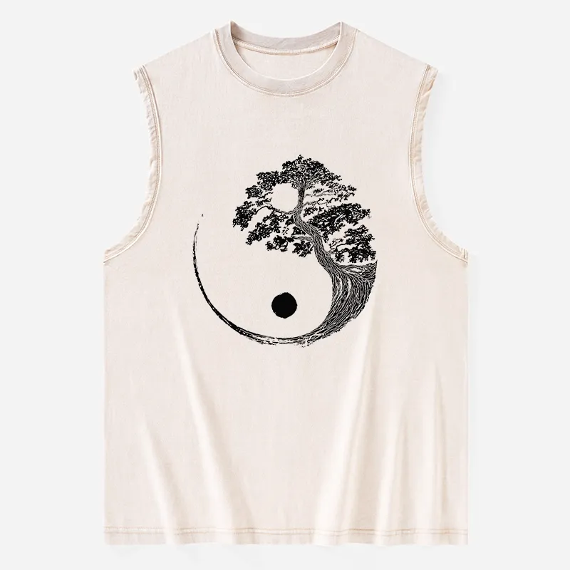 Tokyo-Tiger Yin-Yang Tai Chi Tree Washed Tank