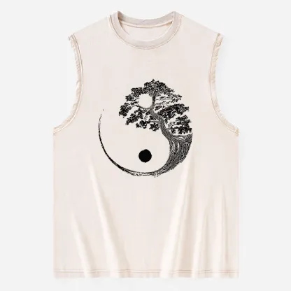 Tokyo-Tiger Yin-Yang Tai Chi Tree Washed Tank