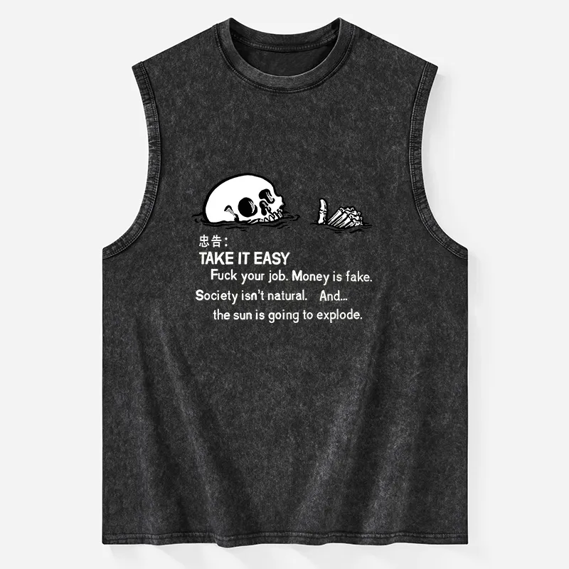 Tokyo-Tiger Skeleton Ridicule Washed Tank