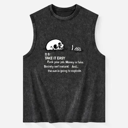 Tokyo-Tiger Skeleton Ridicule Washed Tank