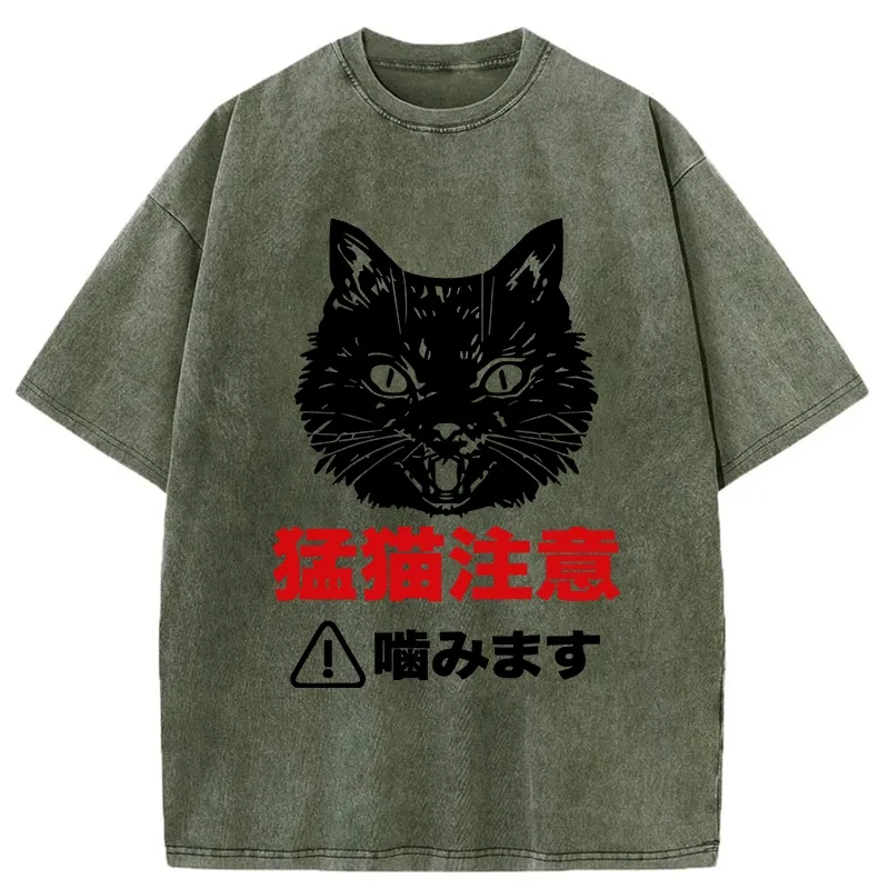 Tokyo-Tiger Fierce Cat Beware Washed T-Shirt