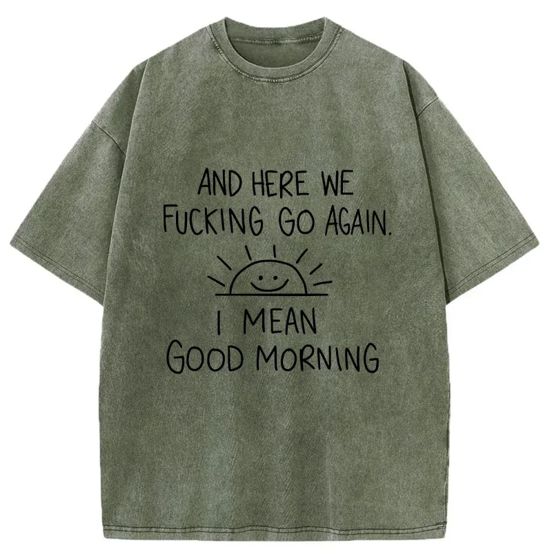 Tokyo-Tiger Different Meanings Of "Good Morning" Washed T-Shirt