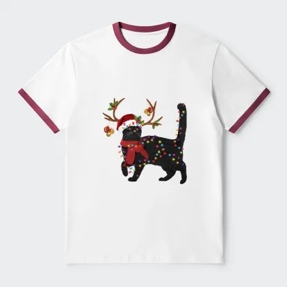 Tokyo-Tiger Christmas Black Cat Trim T-Shirt