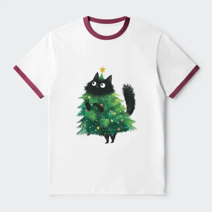 Tokyo-Tiger Christmas Tree Cat Japan Trim T-Shirt