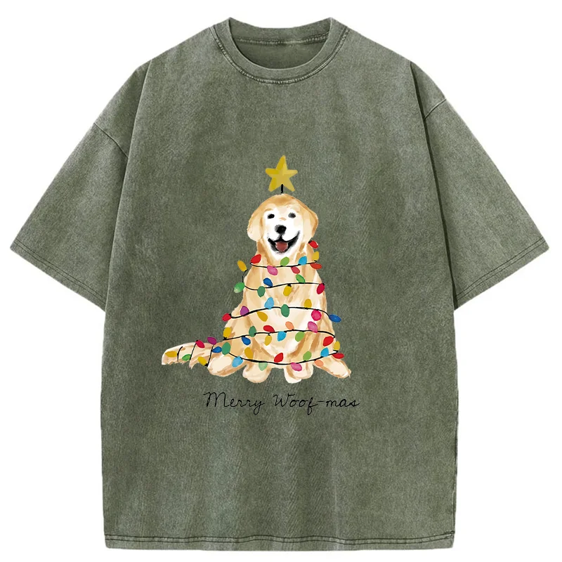Tokyo-Tiger Christmas Tree Dog Washed T-Shirt