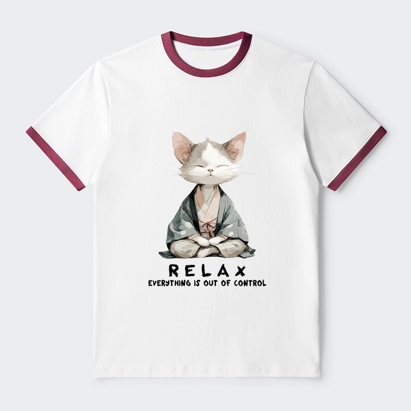 Tokyo-Tiger Zen Cat Relaxation，Everything's Out Of Control Trim T-Shirt