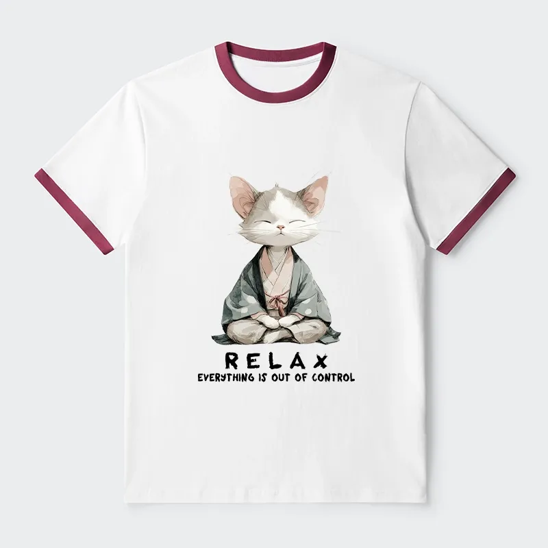 Tokyo-Tiger Zen Cat Relaxation，Everything's Out Of Control Trim T-Shirt