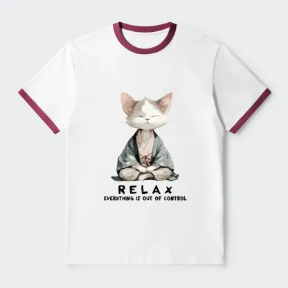 Tokyo-Tiger Zen Cat Relaxation，Everything's Out Of Control Trim T-Shirt