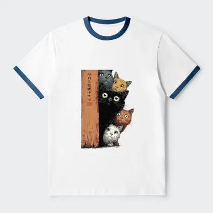Tokyo-Tiger Five Cats Are Watching You Trim T-Shirt