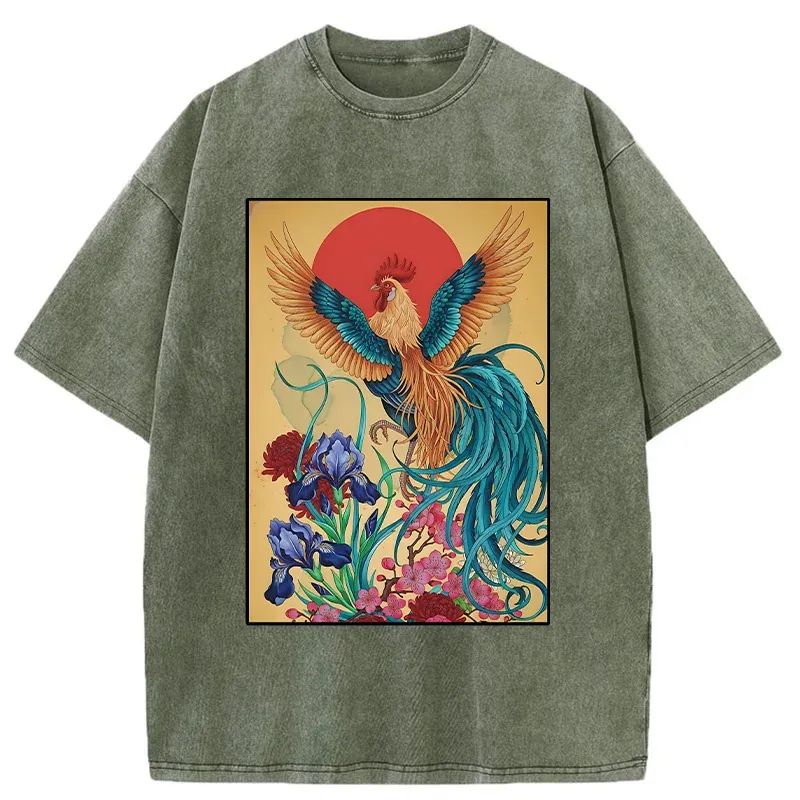 Tokyo-Tiger Phoenix Chicken Washed T-Shirt