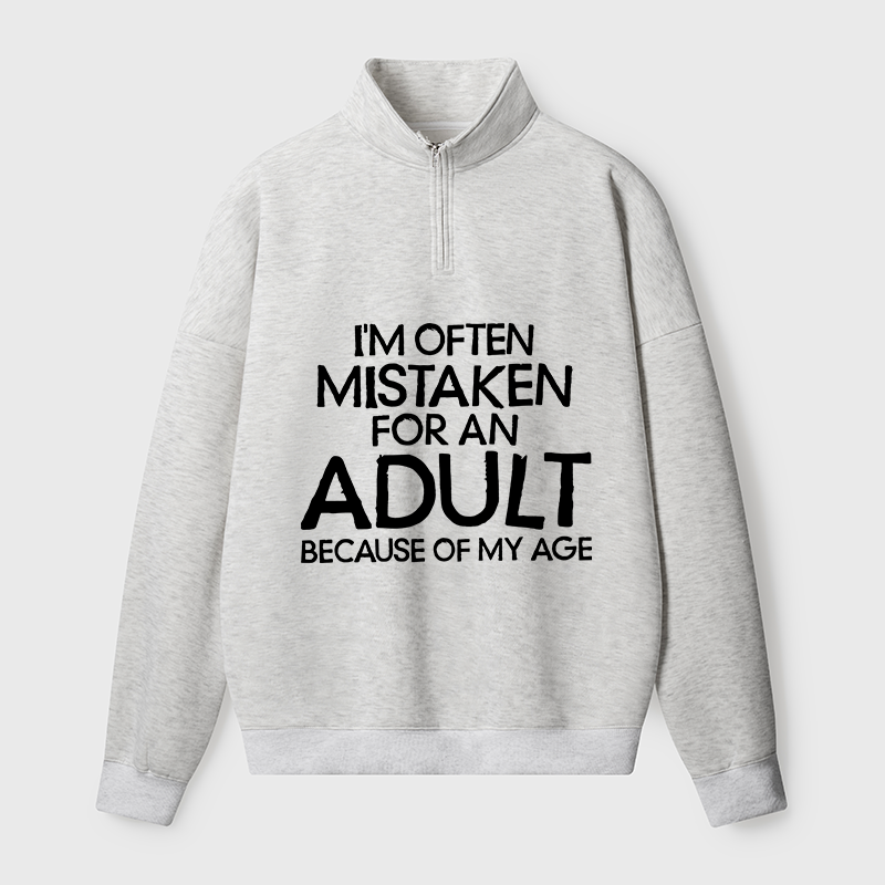 Tokyo-Tiger Old In Age But Young At Heart Half Zip Fleece Sweatshirt