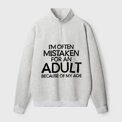 Tokyo-Tiger Old In Age But Young At Heart Half Zip Fleece Sweatshirt