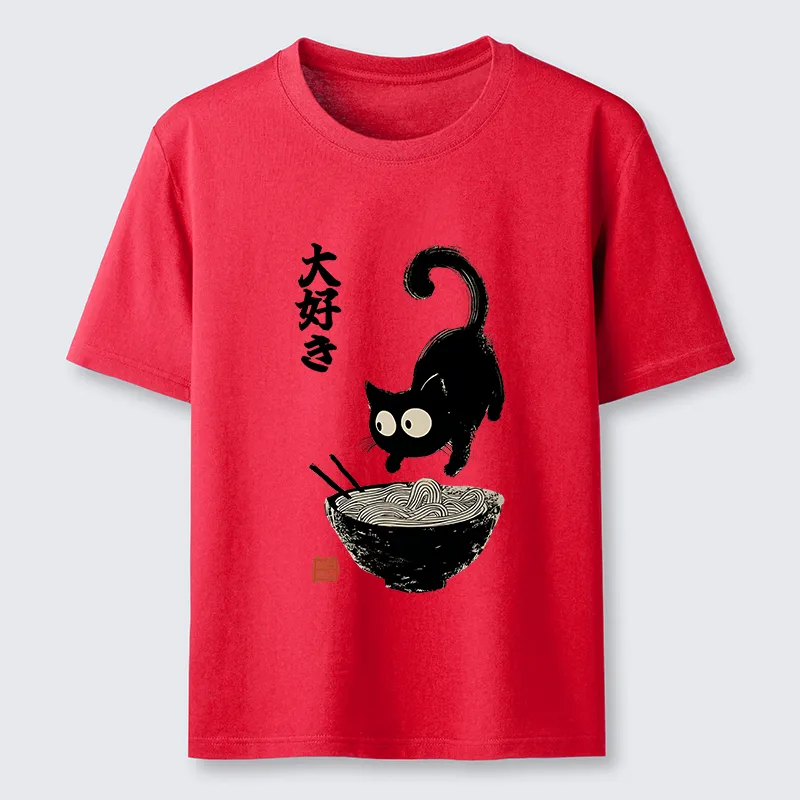 Tokyo-Tiger Retro Cat Eats Delicious Ramen Classic T-Shirt