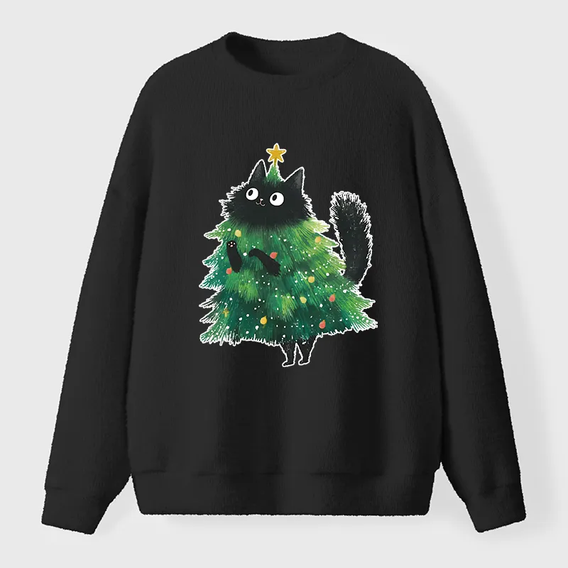 Tokyo-Tiger Christmas Tree Cat Japan Fuzzy Sweatshirt
