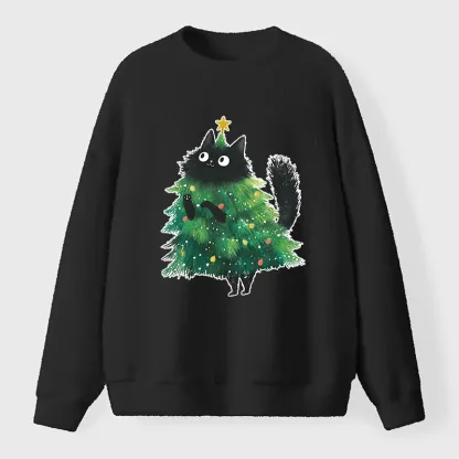 Tokyo-Tiger Christmas Tree Cat Japan Fuzzy Sweatshirt