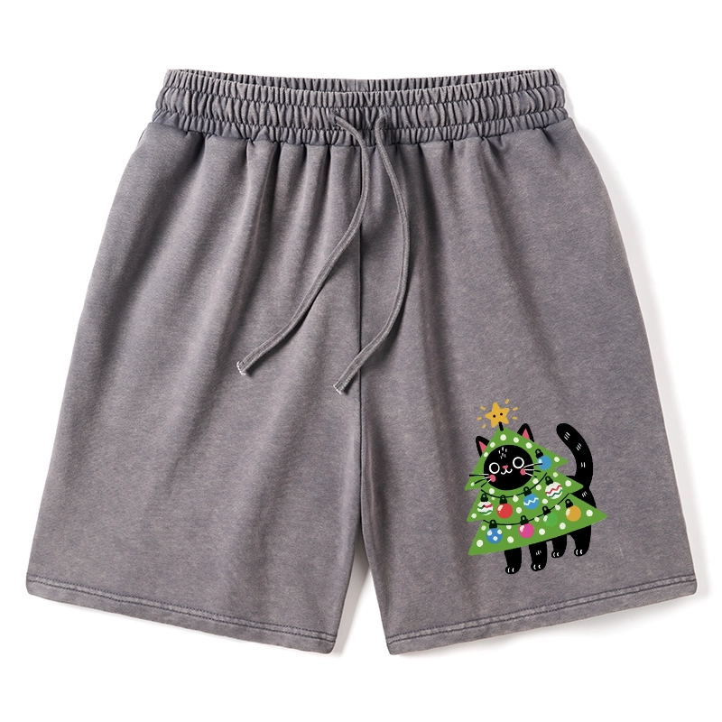 Tokyo-Tiger Christmas Tree Cat Washed Shorts