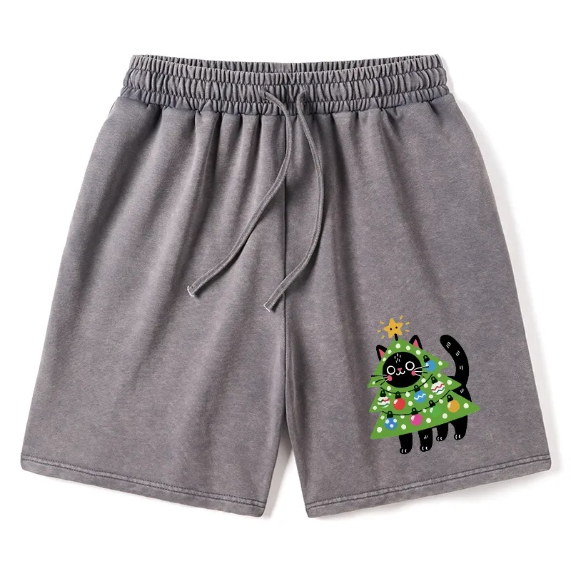 Tokyo-Tiger Christmas Tree Cat Washed Shorts