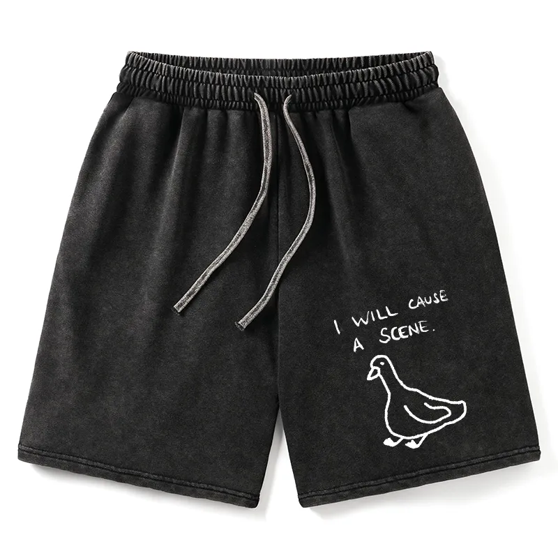 Tokyo-Tiger Stupid Goose Funny Japan Retro Washed Shorts