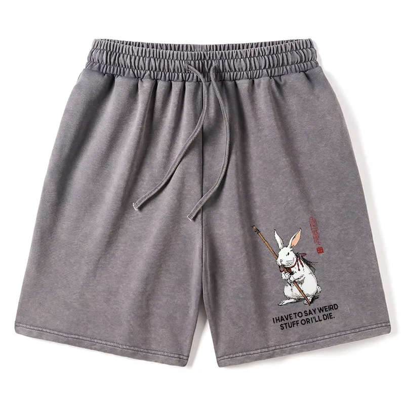 Tokyo-Tiger Rabbit Gotta Say Weird Stuff Or Die Washed Shorts
